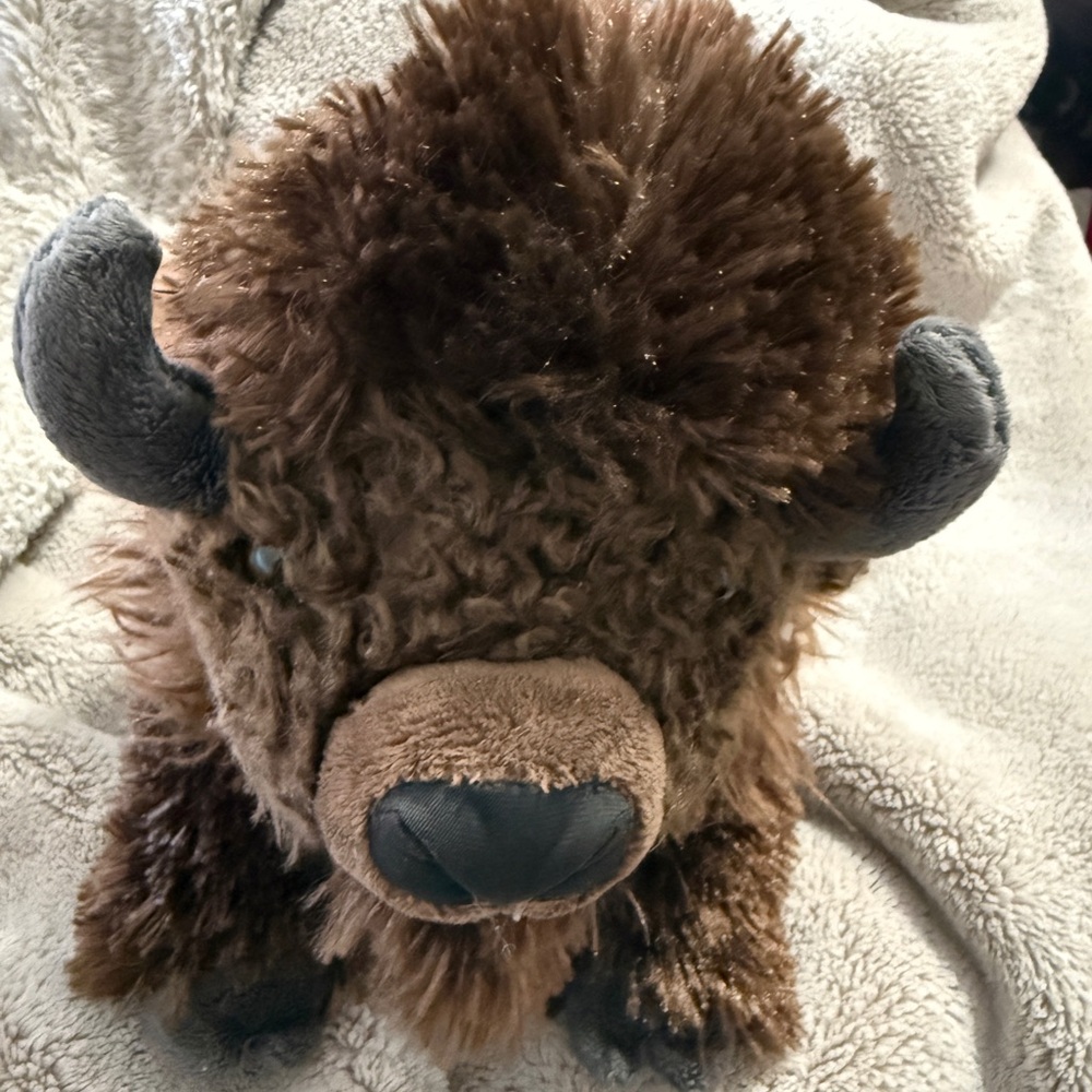 EUC Bison stuffed animal fluffy brown bought in Yellowstone NP gift store.